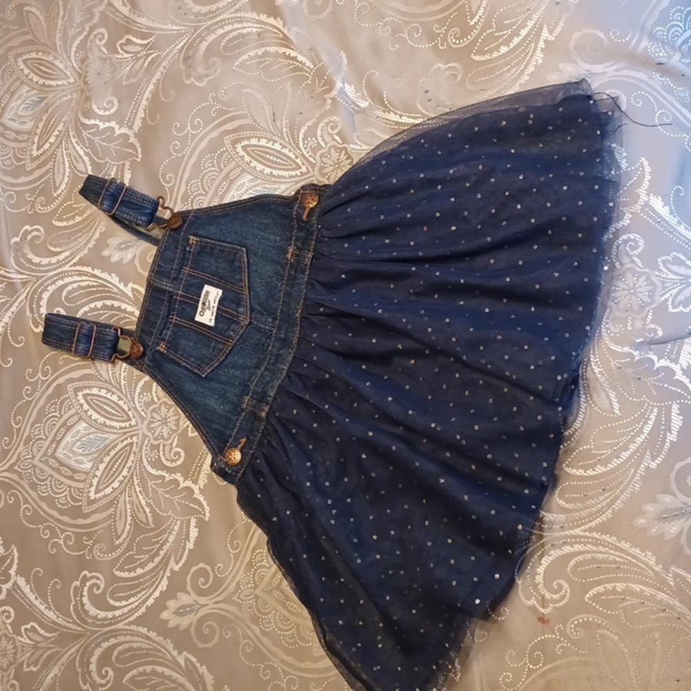 OshKosh B'gosh denim overall dress, size 5T.